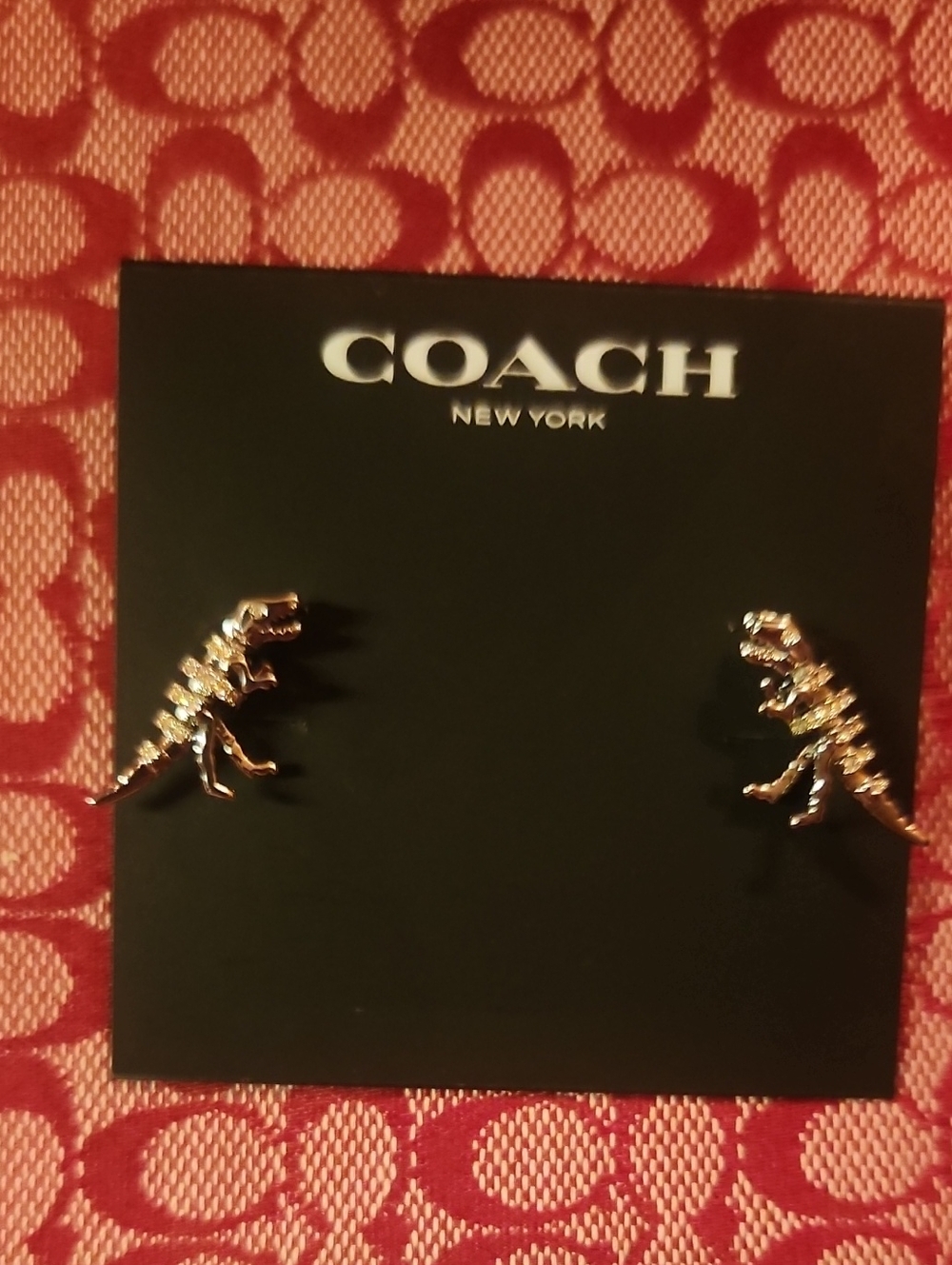 Coach SILVER Dinosaur Stud Earrings
